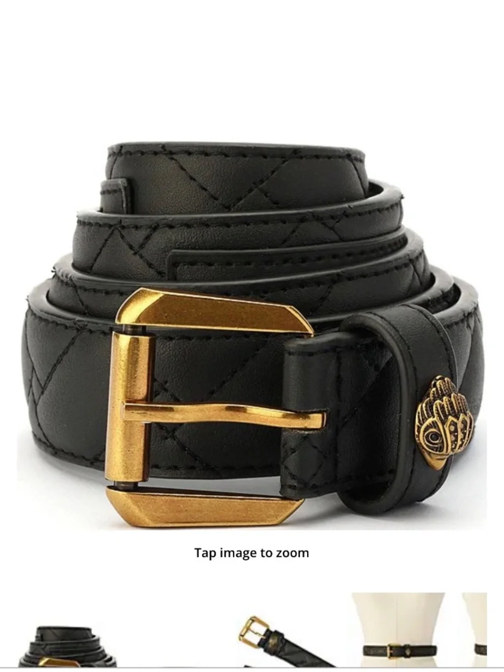 New M/L Kurt Geiger Black Quilted Belt